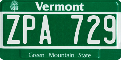 VT license plate ZPA729