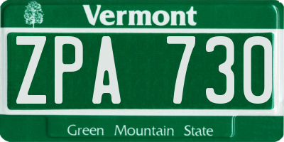VT license plate ZPA730