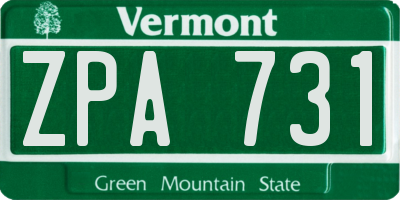 VT license plate ZPA731