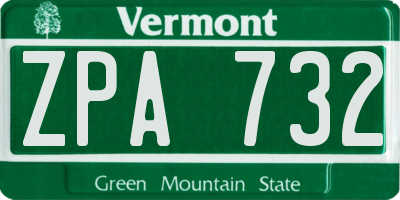 VT license plate ZPA732