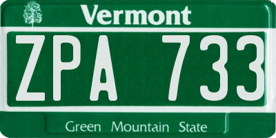 VT license plate ZPA733