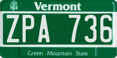 VT license plate ZPA736