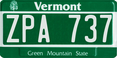 VT license plate ZPA737