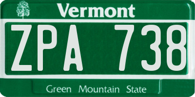 VT license plate ZPA738
