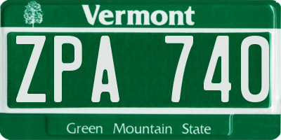 VT license plate ZPA740