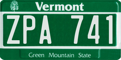 VT license plate ZPA741