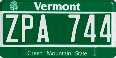 VT license plate ZPA744