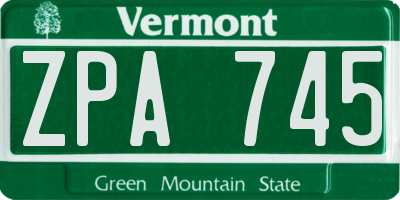 VT license plate ZPA745