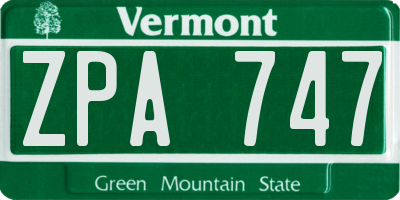 VT license plate ZPA747