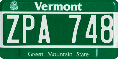 VT license plate ZPA748
