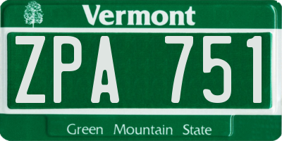 VT license plate ZPA751