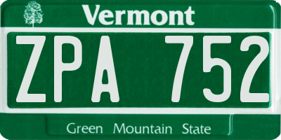 VT license plate ZPA752