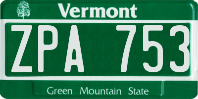 VT license plate ZPA753