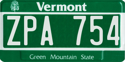 VT license plate ZPA754