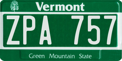 VT license plate ZPA757