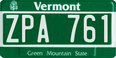 VT license plate ZPA761