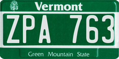 VT license plate ZPA763