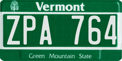 VT license plate ZPA764