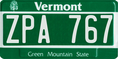 VT license plate ZPA767