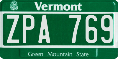 VT license plate ZPA769