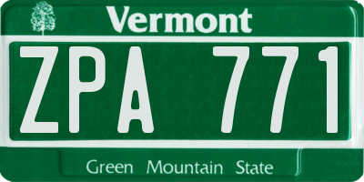 VT license plate ZPA771