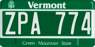VT license plate ZPA774