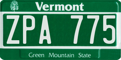 VT license plate ZPA775