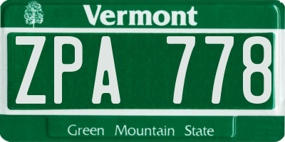 VT license plate ZPA778