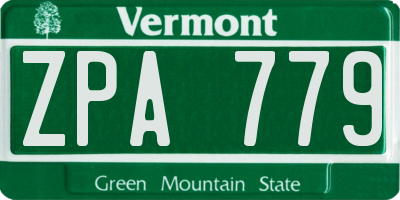 VT license plate ZPA779