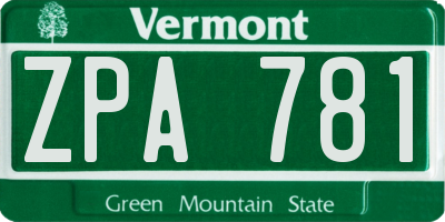 VT license plate ZPA781
