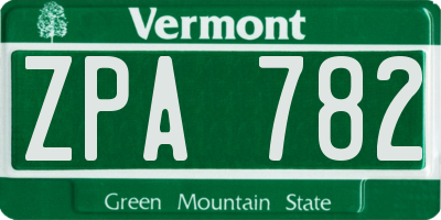 VT license plate ZPA782