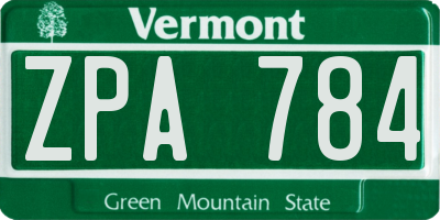 VT license plate ZPA784