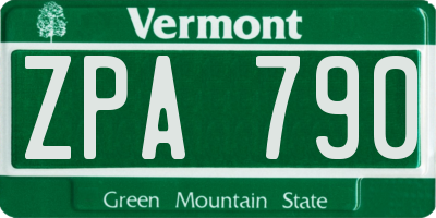 VT license plate ZPA790
