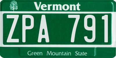 VT license plate ZPA791