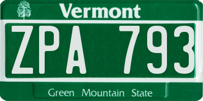 VT license plate ZPA793