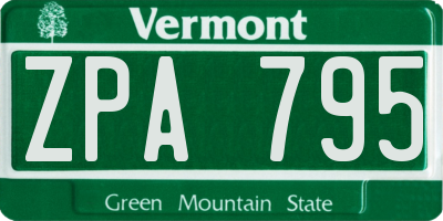 VT license plate ZPA795