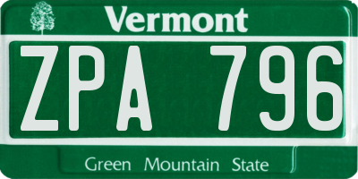 VT license plate ZPA796