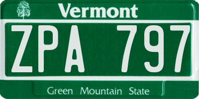 VT license plate ZPA797