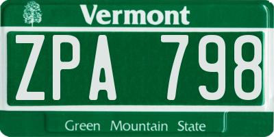 VT license plate ZPA798