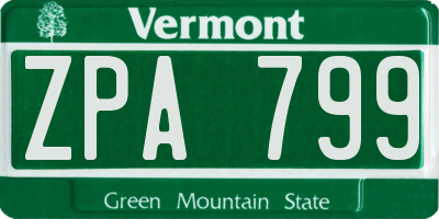 VT license plate ZPA799