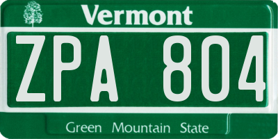 VT license plate ZPA804