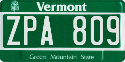 VT license plate ZPA809