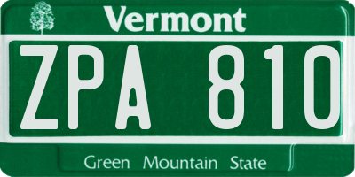 VT license plate ZPA810