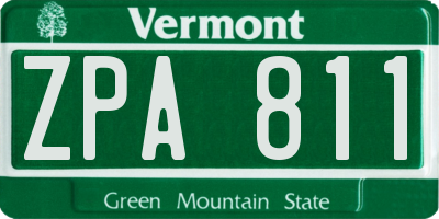 VT license plate ZPA811