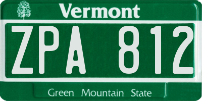 VT license plate ZPA812
