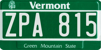 VT license plate ZPA815