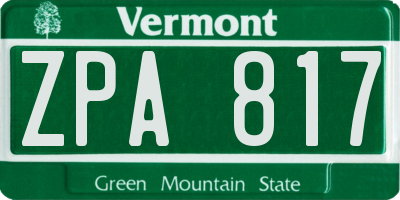 VT license plate ZPA817