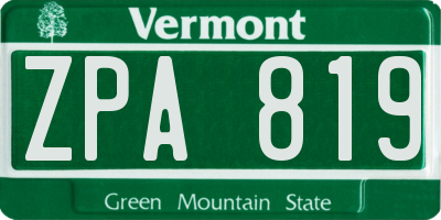 VT license plate ZPA819