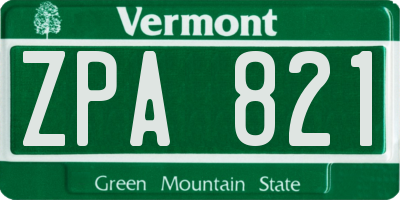 VT license plate ZPA821