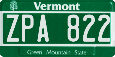VT license plate ZPA822